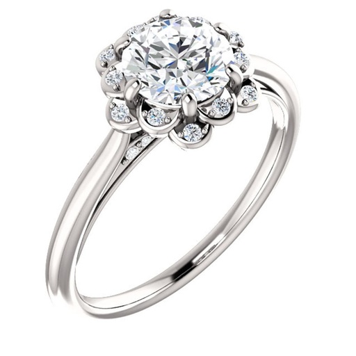Round Cut Stone Halo Engagement Ring for Women