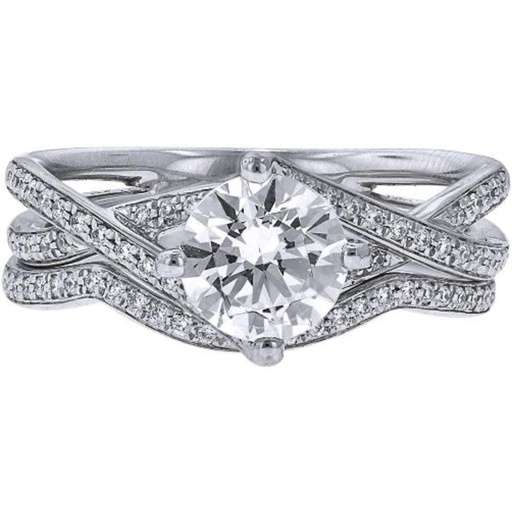 Round Diamond Twisted Bridal Ring for Women