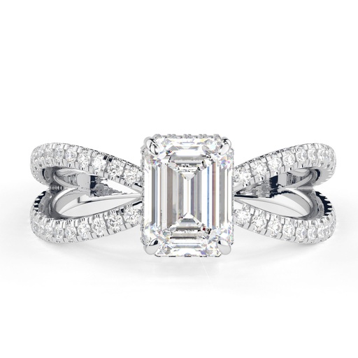 Emerald Cut Diamond Split Shank Anniversary Ring for Women