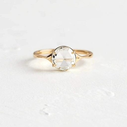 Round Rose Cut Diamond Split Shank Anniversary Ring for Women