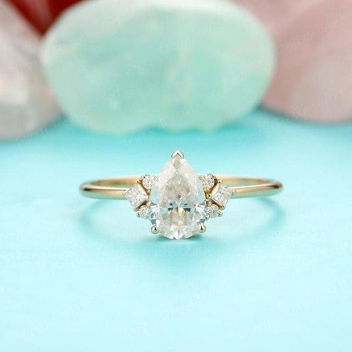 Pear Cut Diamond 7 Stone Unique Style Cluster Anniversary Ring for Women