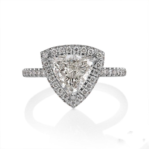Trillion Diamond Hidden Halo Engagement Ring for Women