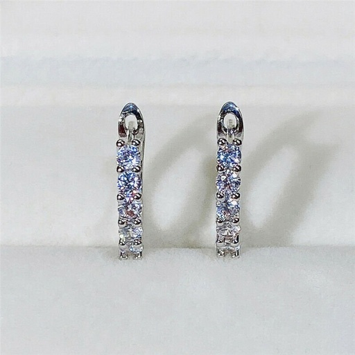 Round Cut Diamond Hoop Earrings For Women