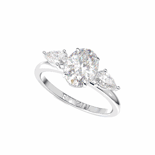 Oval Diamond Three Stone Engagement Ring for Women