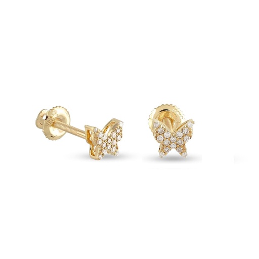 Round Cut Diamond Butterfly Shape Stud Earrings For Women