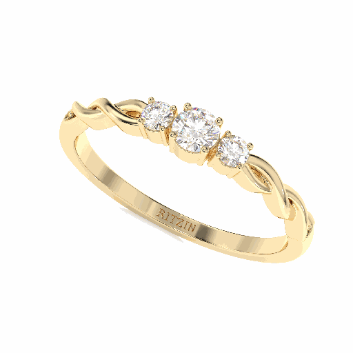 Round  Diamond Three Stone Engagement Ring for Women