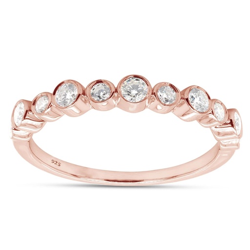 Round Cut Diamond Bezel Set Half Eternity Wedding Band For Women