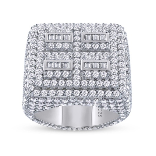 Round And Baguette Cut Diamond Unique Style Hip Hop Jewelry Ring For Men