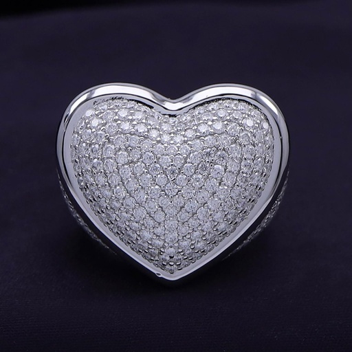 Large Heart Shape Round Cut Diamond Hip Hop Unique Ring For Men