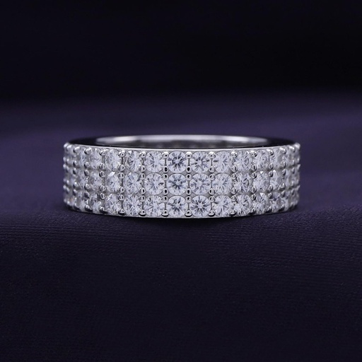 Round Cut Diamond 3 Row Full Eternity Wedding Band For Men