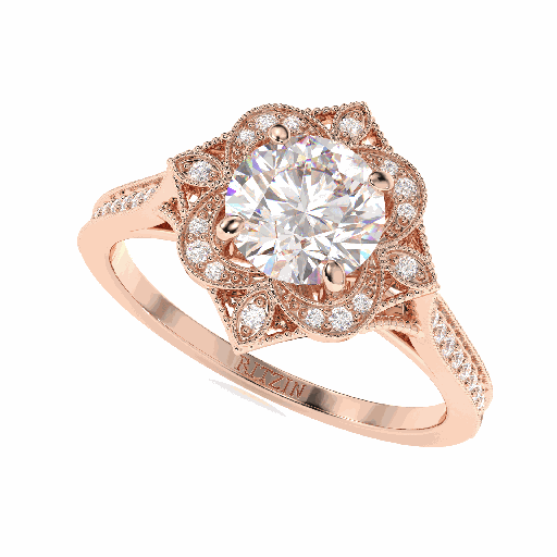 1.00CT Round Diamond Floral Style Engagement Ring for Women