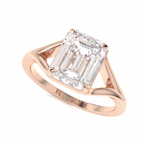 Emerald Diamond Split Shank Engagement Ring for Women