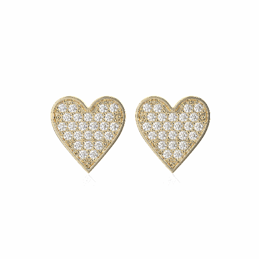 Round Diamond Stud Heart Style Earrings For Women