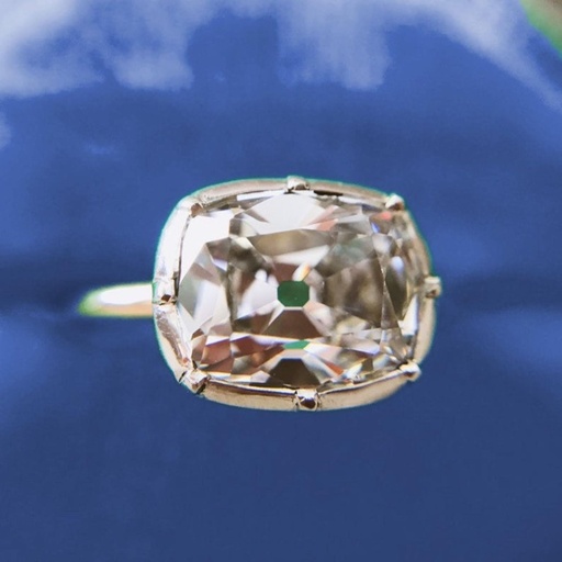    Elongated Old Mine Cushion  Georgian Victorian Style Engagement Ring wedding vintage silver ring Victorian