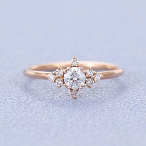  rose gold ring unique ring vintage side stone Round shaped ring gift ring 