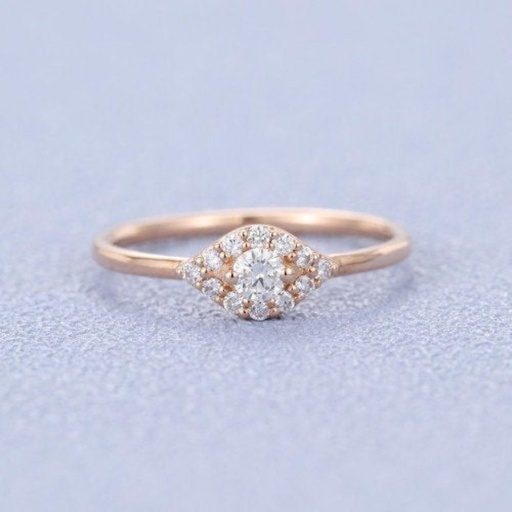 Round cut Diamond Rose Gold Art Deco unique Engagement ring for Women Edwardian Vintage Jewellery wedding Anniversary Surprise promise Gift