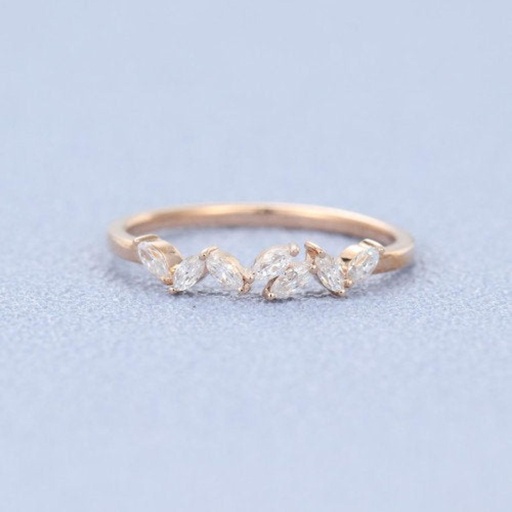 Vintage Moissanite Marquise cut Wedding Band Rose Gold Women daliy wearing half eternity her promise ring anniversary gift