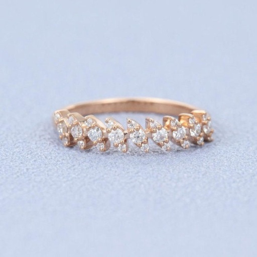 Half eternity band with colorless moissanite Comfort fit band Engagement Band Rings Classic Moissanite Band art Deco Engagement Ring for her