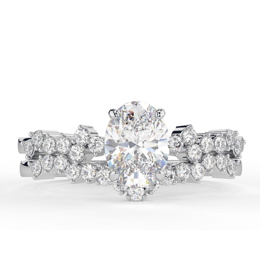 1.00 CT Oval Cut Diamond Heavy Solitaire With Accents Bridal Set Ring for Women