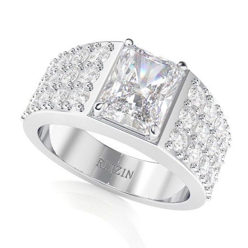 1.50 CT Radiant Cut Eco-Friendly Diamond Men's Ring With Accents Set