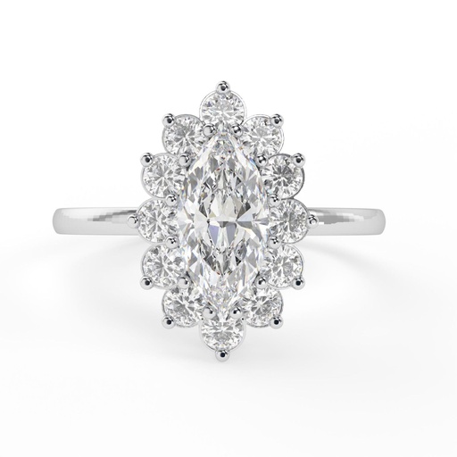 1.50CT Bridal Ring Marquise Halo style 14K White Gold Lab Grown Diamond Engagement Ring - Yali model