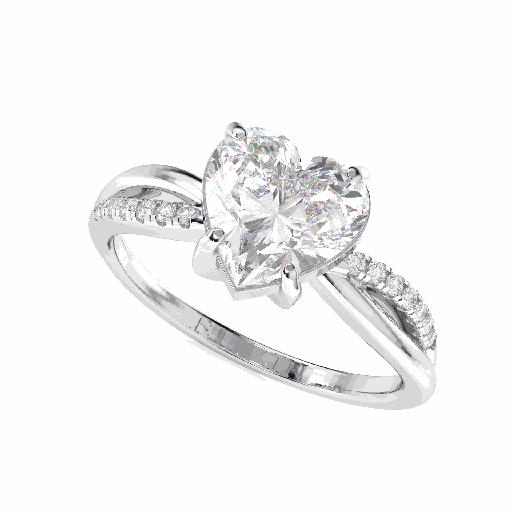 1.00CTHeart Diamond Twisted Engagement Ring for Women