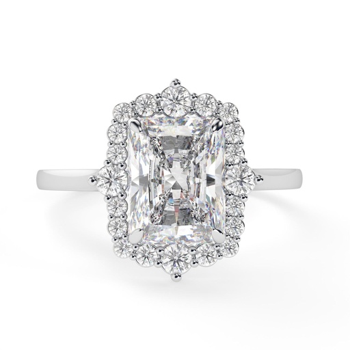 1.00CTRadiant Cut Diamond Halo Style Engagement Ring For Her