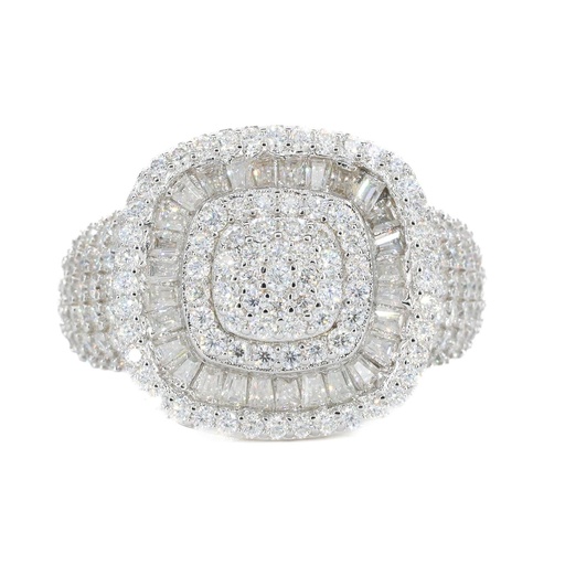 Round Cut Diamond Square Big Heavy Hip Hop Ring for Men