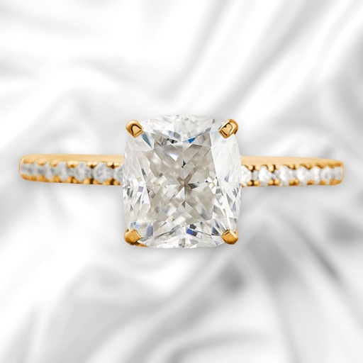 Hidden Halo Elongated Cushion Cut White In 925 Sterling Silver Ring For Women's Engagement