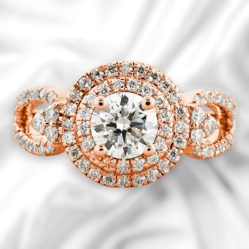 Round Cut Diamond Unique Style Double Halo Anniversary Ring for Women