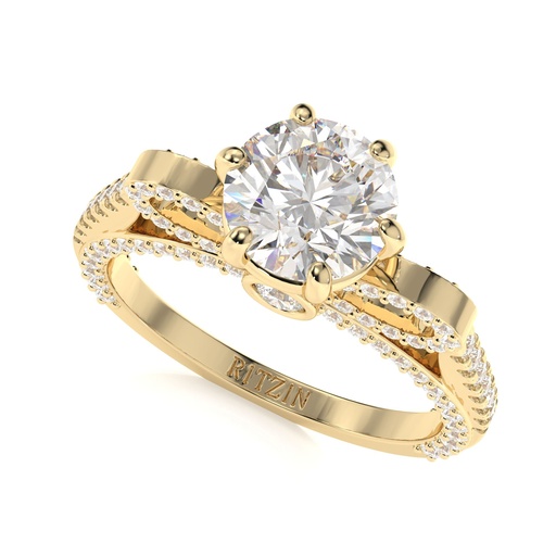 Round Cut Diamond Unique Style Solitaire With Accents Engagement Ring for Women
