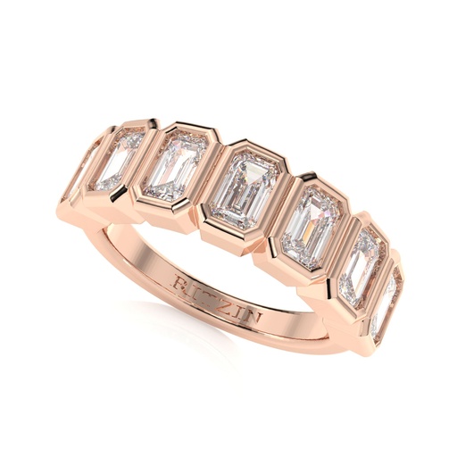 Emerald Cut Diamond Half Eternity Wedding Band For Women