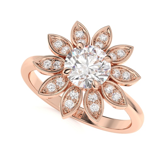Round Cut Diamond Floral Style Engagement Ring for Women