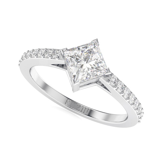 Princess Cut Diamond Solitaire With Accents Engagement Ring for Women
