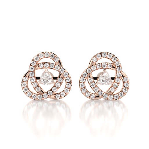 Trillion Cut Diamond Twisted Stud Earrings For Women