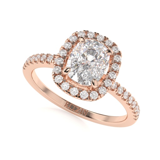 Elonagted Cushion Cut Diamond Halo With Accents Engagement Ring for Women