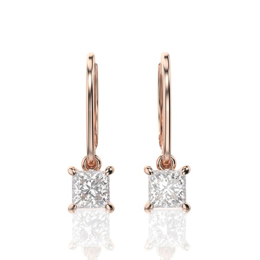 Princess Cut Diamond Dangle Huggie Hoop Earrings For Women