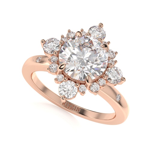 Round Cut Diamond Floral Style Engagement Ring for Women