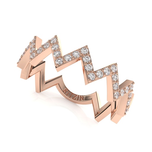 Round Cut Diamond Zig Zag Style Anniversary Gift  Matching Band for Her