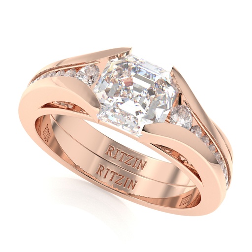 Asscher Cut Diamond Solitaire With Accents Bridal Set Wedding Ring for Women