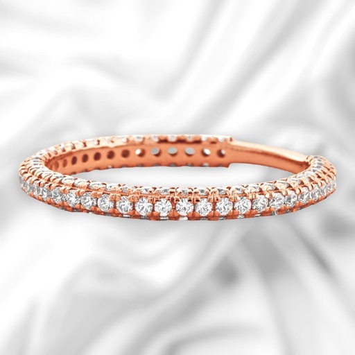 Round Cut Diamond 3 Row Eternity Wedding Band For Women