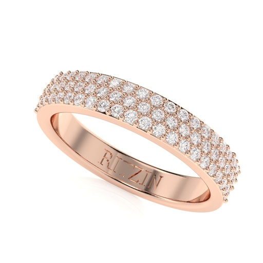 Round Cut Diamond 3 Row Half Eternity Wedding Band For Women