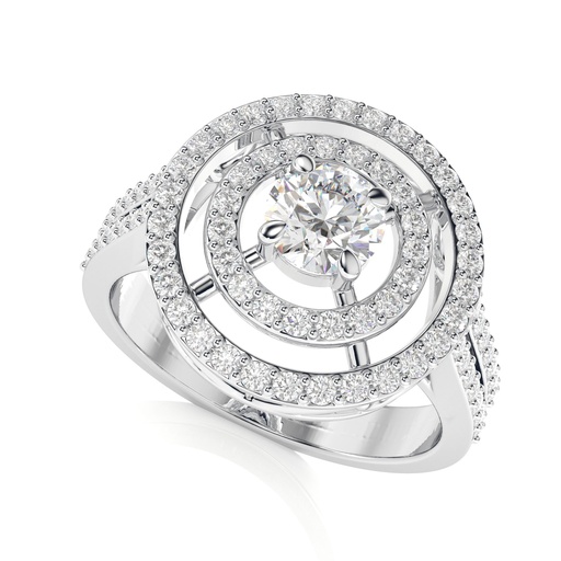 Round Cut Diamond Double Halo Engagement Ring For Her