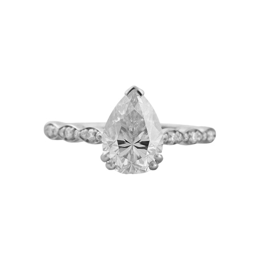 Pear Cut Diamond Solitaire With Accent Engagement Ring for Women