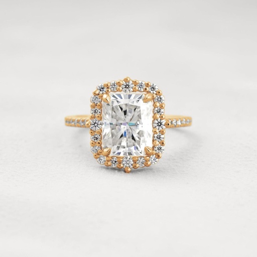Radiant Cut Diamond Halo With Accents Engagement Ring for Women