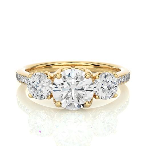 3 Stone Round Cut  In 925 Sterling Silver Ring For Engagement