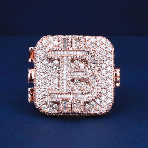 Custom bitcoin logo real diamond hip hop rings