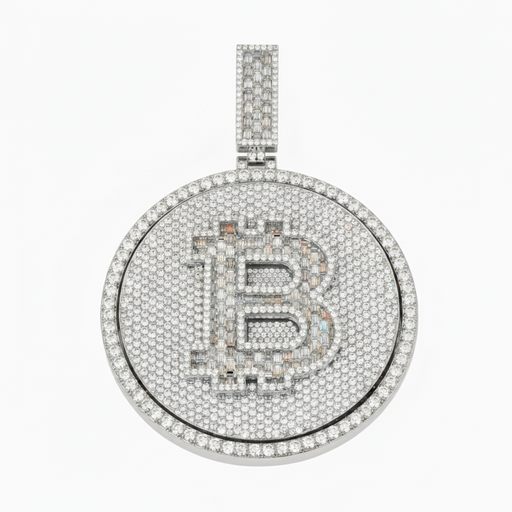 Hip hop custom bitcoin diamond vvs clarity pendant necklace