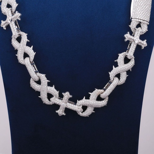 24 Inch 16 mm popular cuban cross infinity style diamond bling bling chain