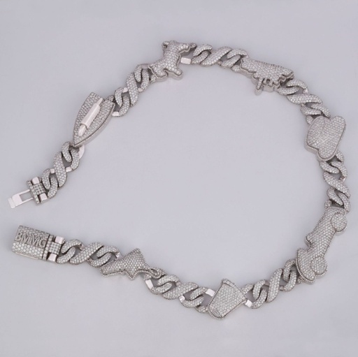 18 inch 15 mm diamond cuban chain for men women made in 14 kt lab grown diamonds